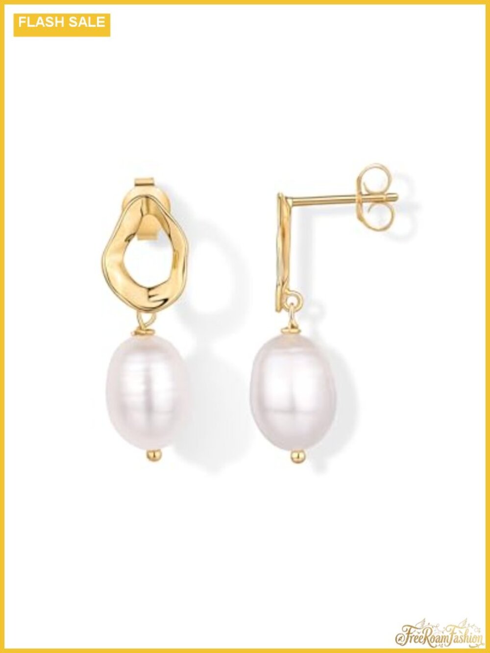 14K Gold Plated Pearl Drop Dangle Earrings Hypoallergenic Bridal